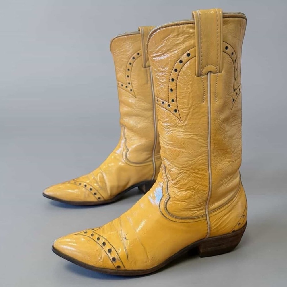Vintage 1960s Justin Rockabilly Cowboy Boots Cowboy Cowgirl Yellow Boots